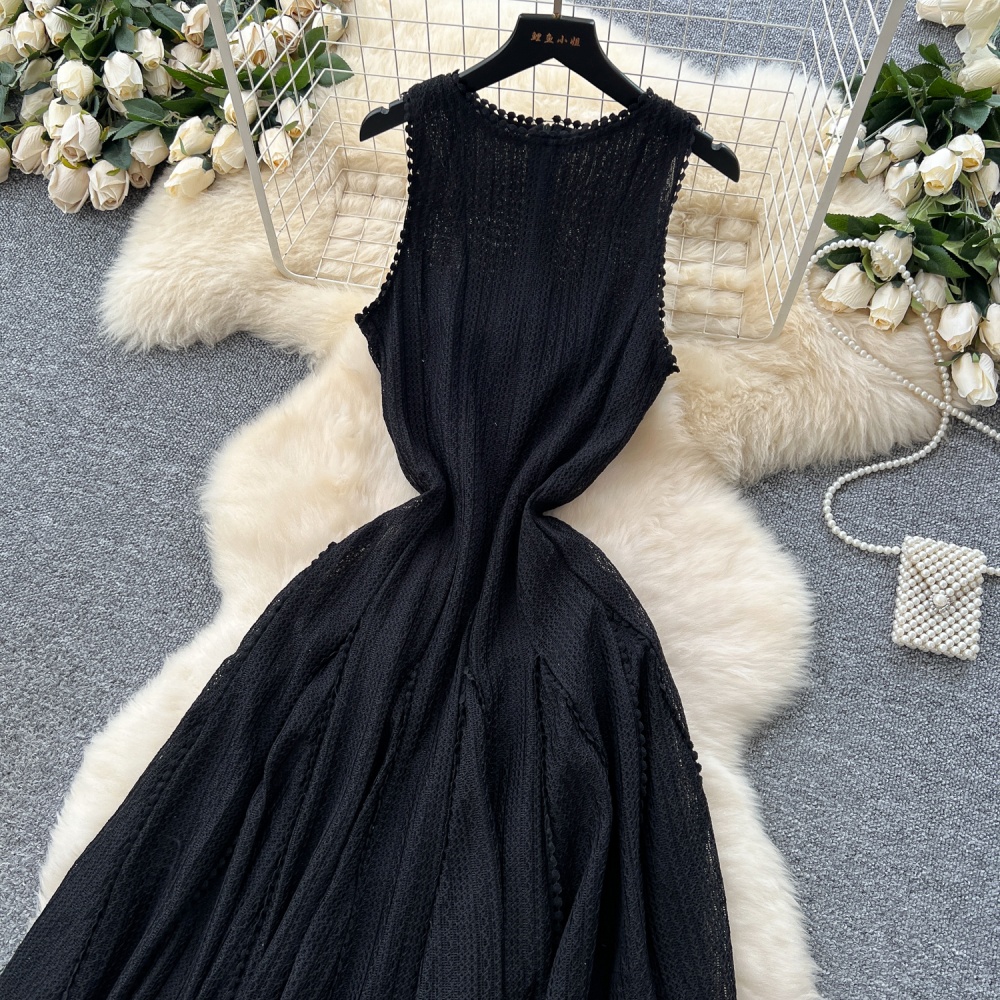 Knitted sleeveless dress slim long dress for women