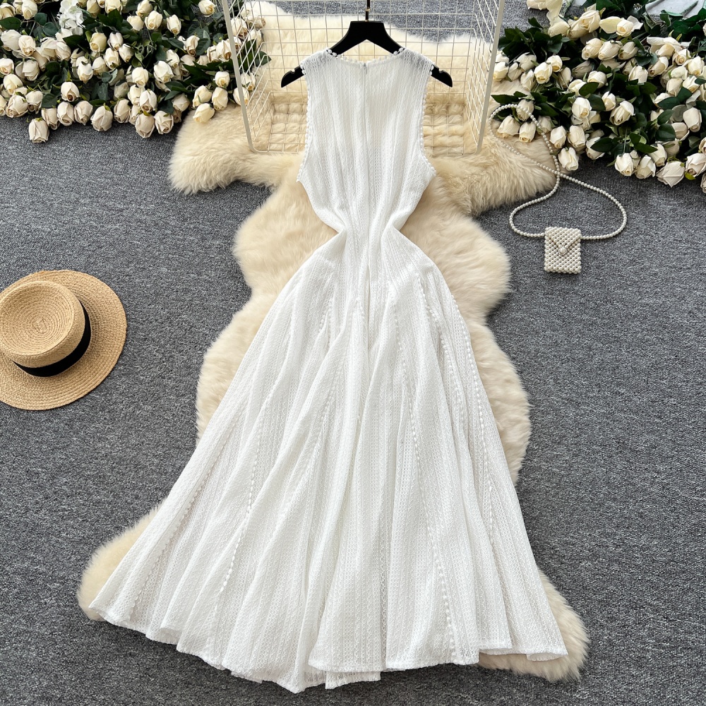 Knitted sleeveless dress slim long dress for women