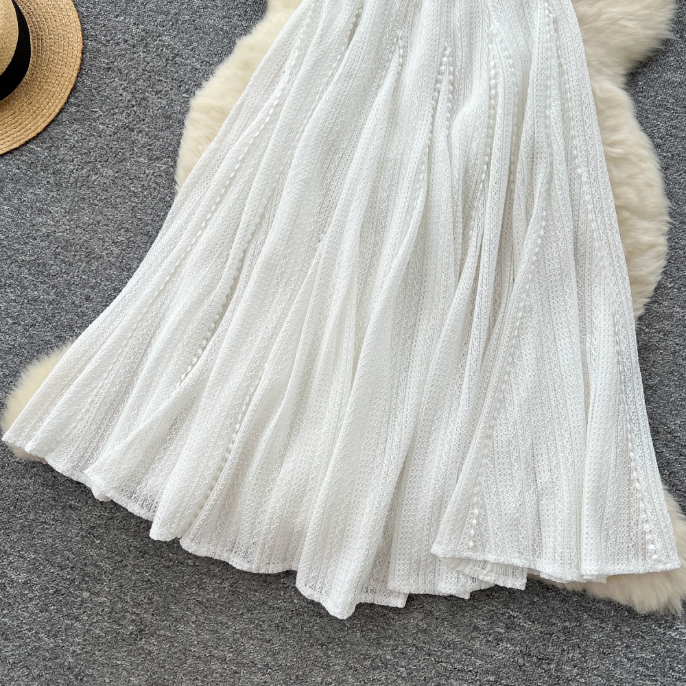 Knitted sleeveless dress slim long dress for women