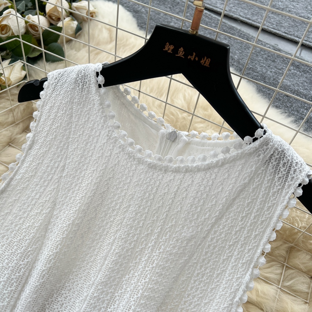 Knitted sleeveless dress slim long dress for women
