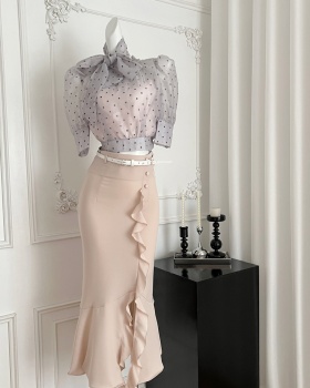 Puff sleeve mermaid skirt summer short tops a set for women
