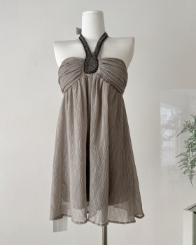 Halter T-back wrapped chest dress for women