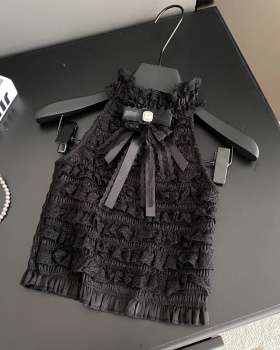 Summer rhinestone bow vest chanelstyle France style slim tops
