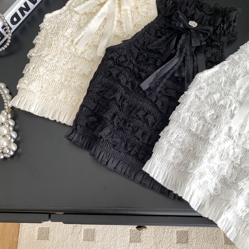 Summer rhinestone bow vest chanelstyle France style slim tops