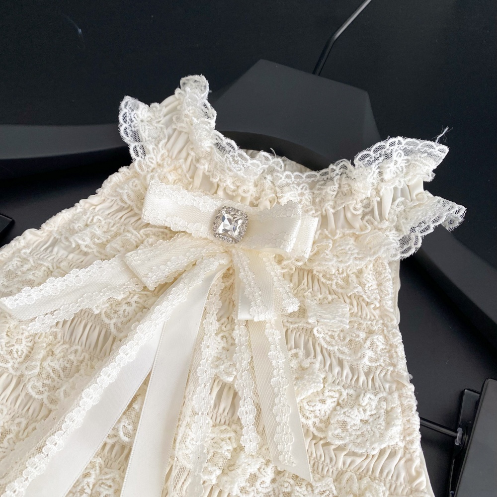 Summer rhinestone bow vest chanelstyle France style slim tops