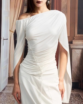 Oblique collar temperament tops fashion shirt