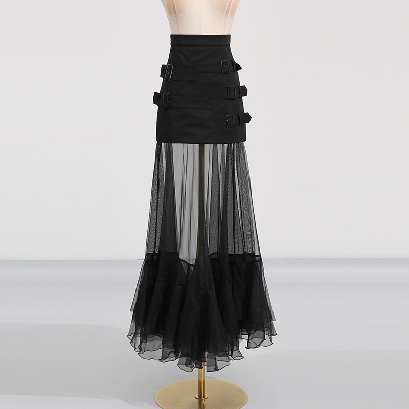 Splice summer fashion high waist long skirt for women
