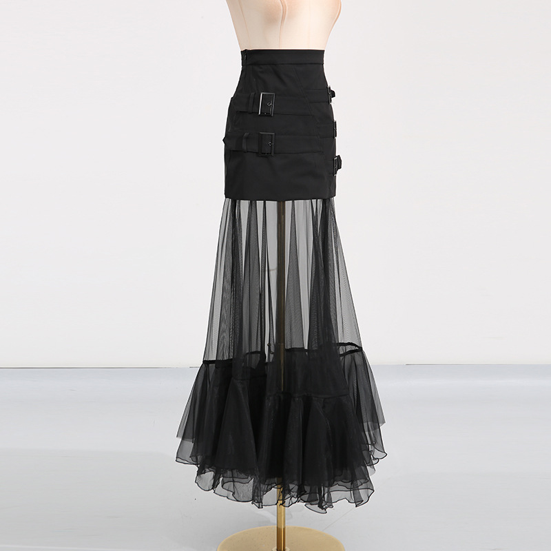 Splice summer fashion high waist long skirt for women