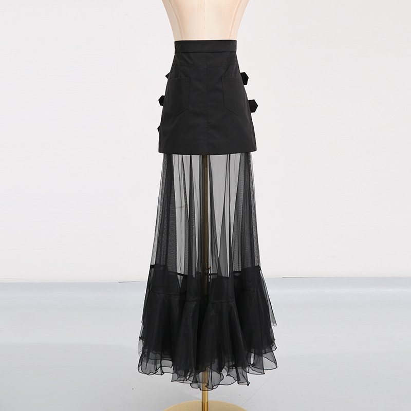 Splice summer fashion high waist long skirt for women