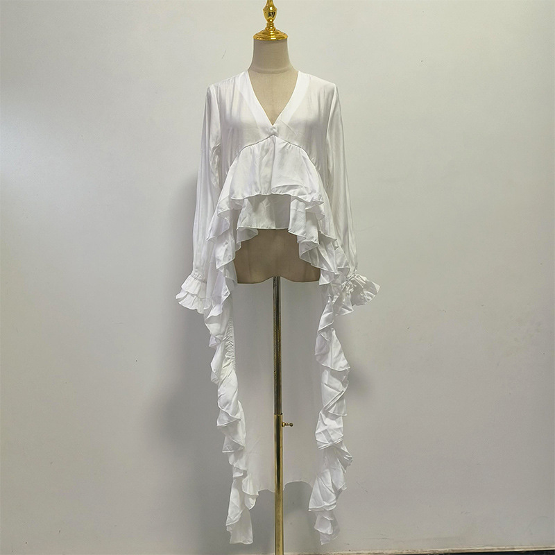 Lotus leaf edges sandy beach shirt loose tops for women