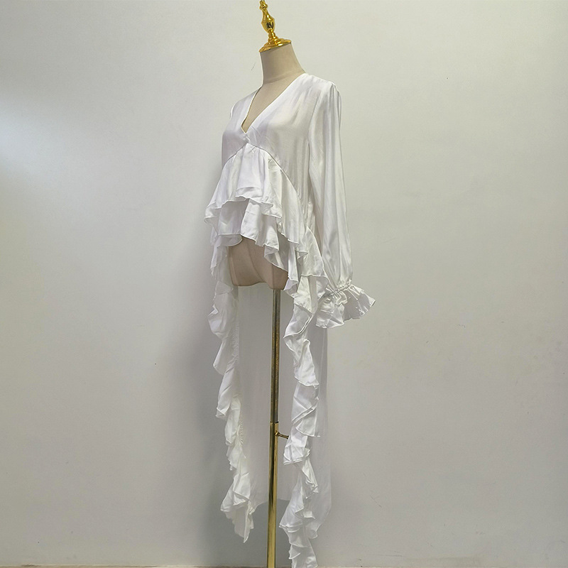 Lotus leaf edges sandy beach shirt loose tops for women