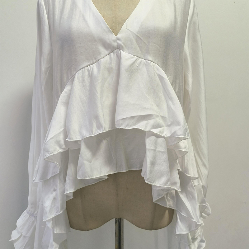 Lotus leaf edges sandy beach shirt loose tops for women