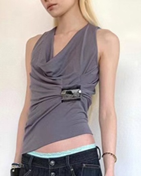 Cozy crimp vest sleeveless spicegirl tops for women