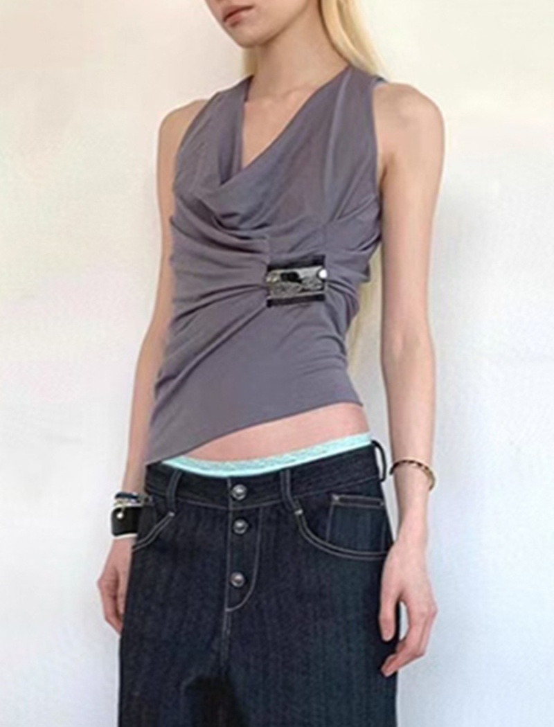 Cozy crimp vest sleeveless spicegirl tops for women