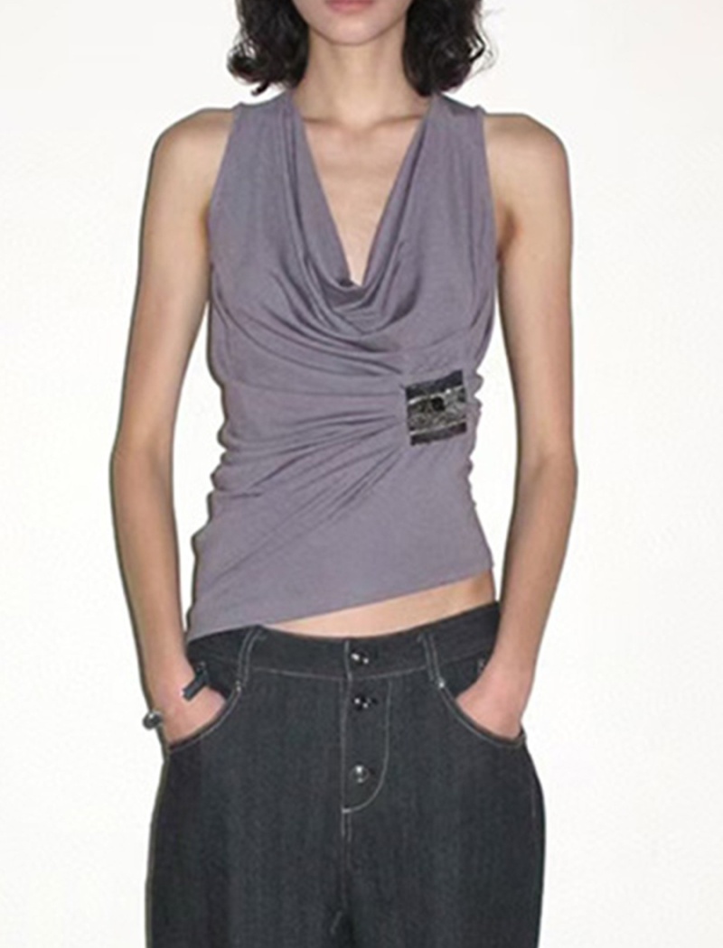 Cozy crimp vest sleeveless spicegirl tops for women