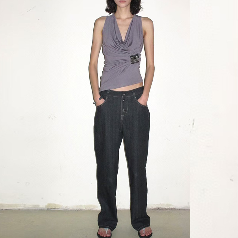 Cozy crimp vest sleeveless spicegirl tops for women