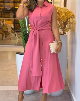 Casual pure front bandage European style dress
