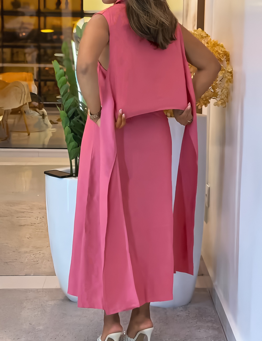 Casual pure front bandage European style dress