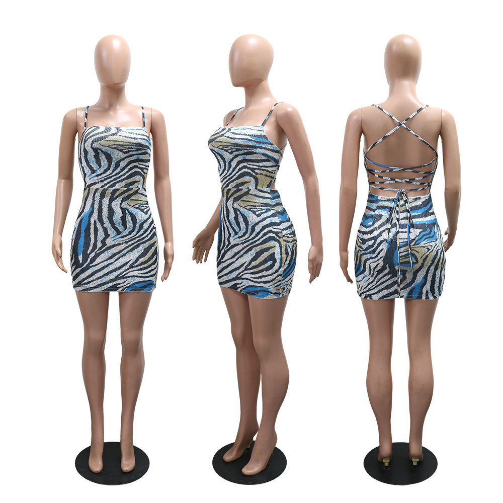European style sequins dress package hip T-back for women