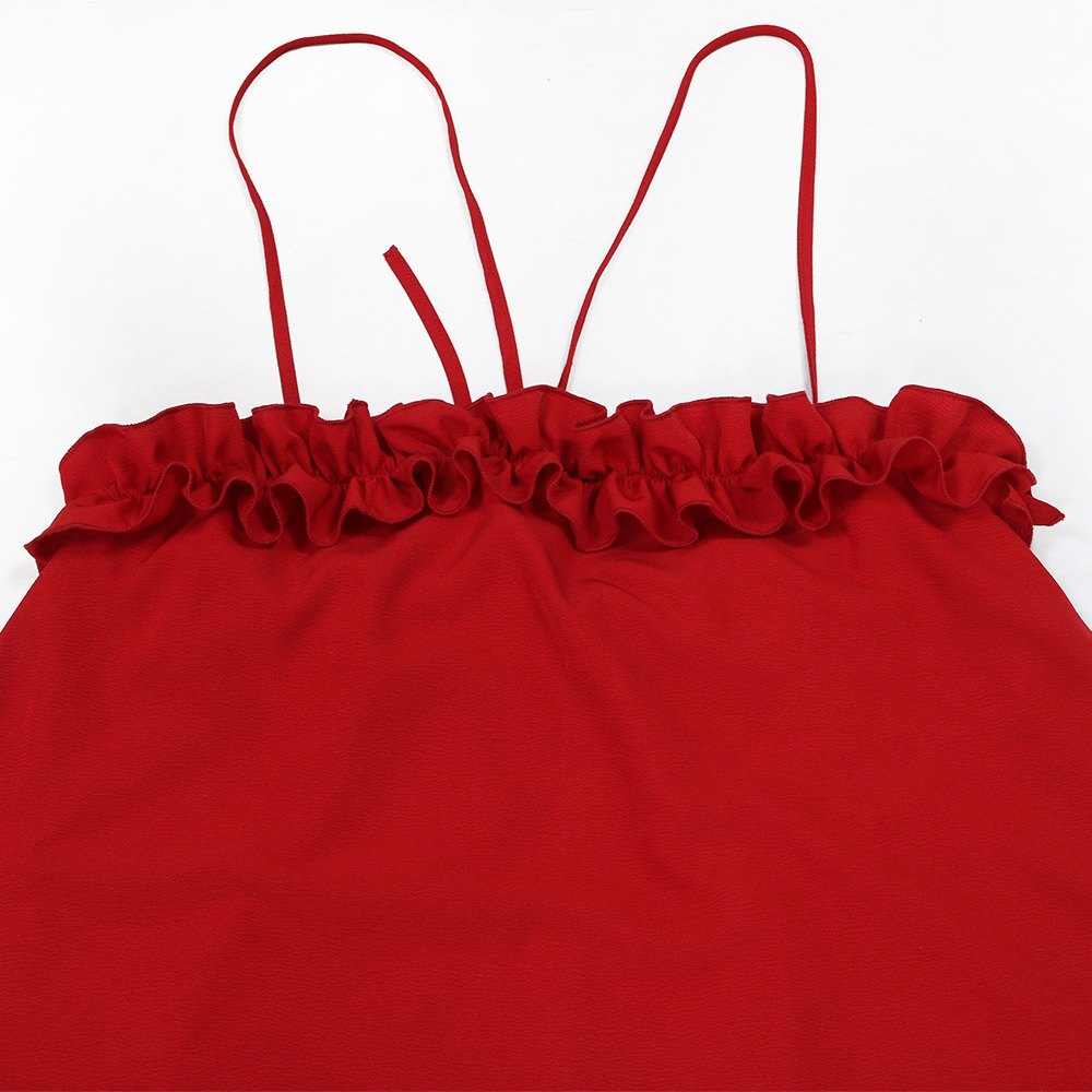 Sexy European style T-back pure lotus leaf edges dress