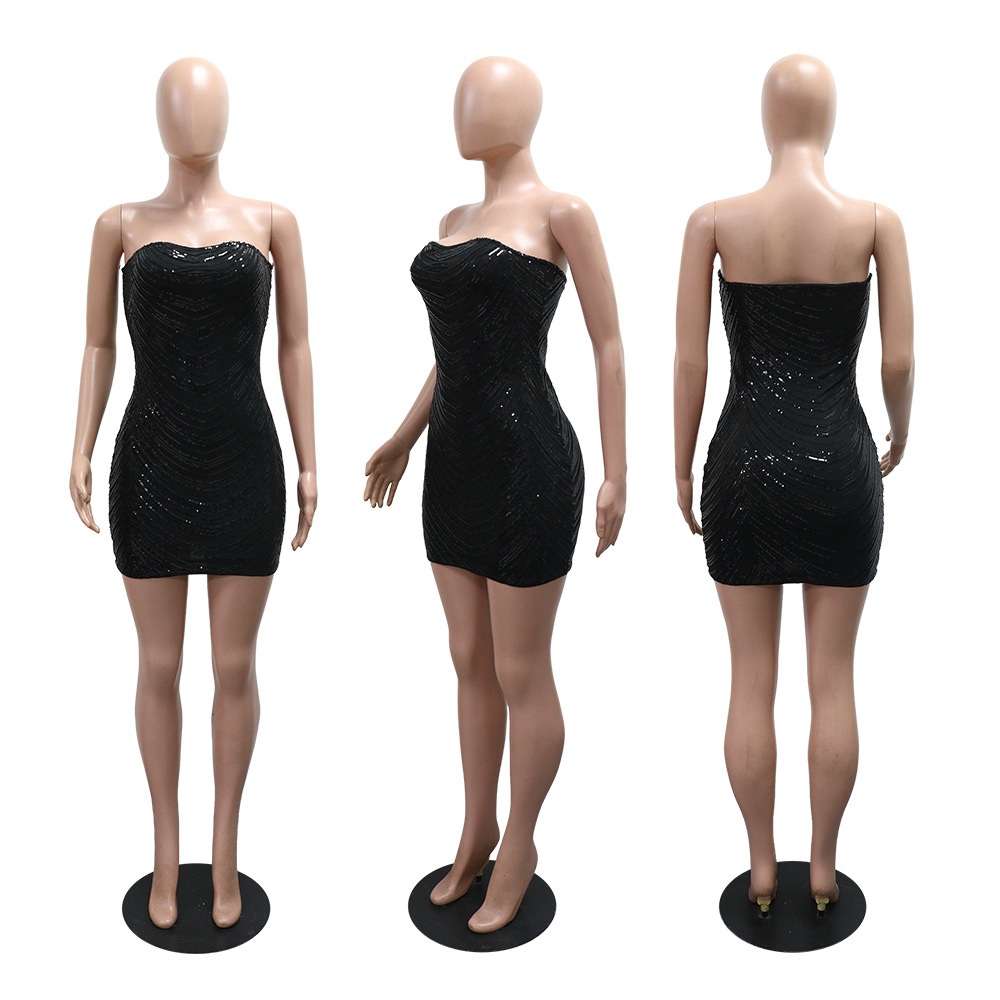 Fashion sexy wrapped chest package hip dress for women