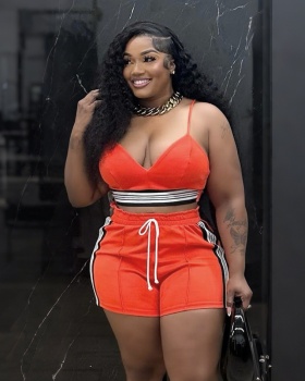 Casual tight sling European style short tops 2pcs set