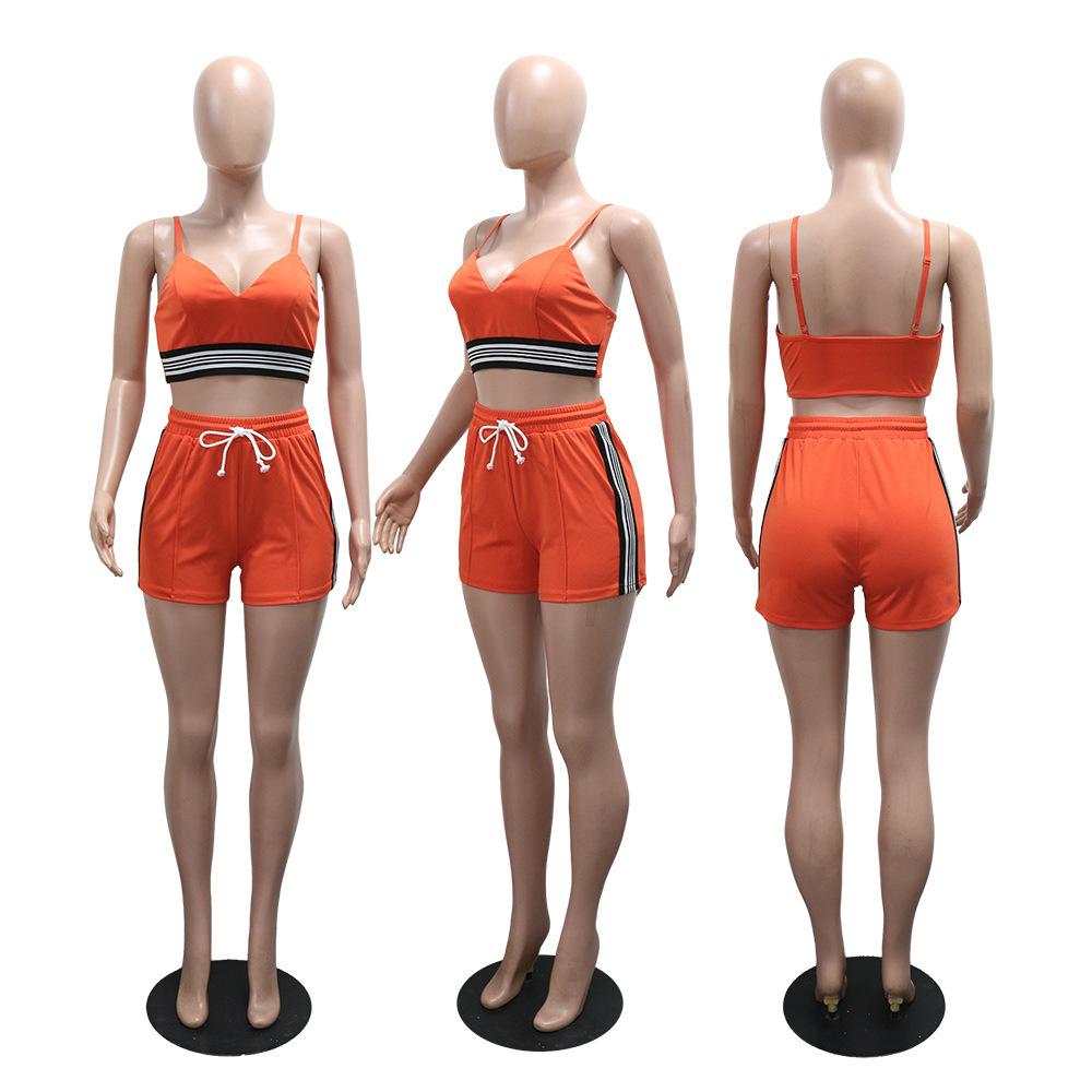 Casual tight sling European style short tops 2pcs set