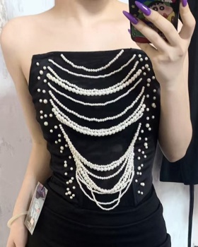 Ladies beading sexy vest fashion summer tops for women