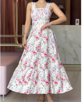 Printing vacation European style dress for women