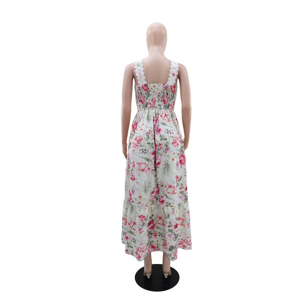 Printing vacation European style dress for women