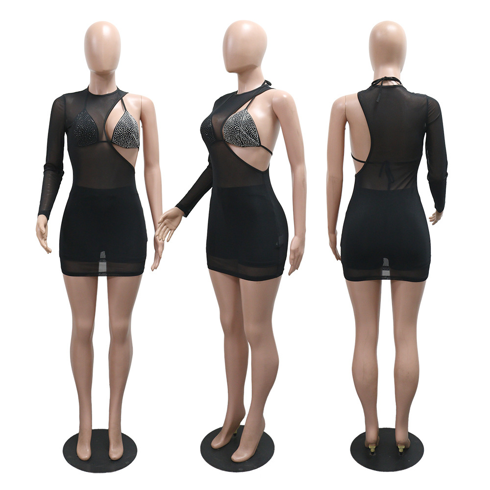 European style irregular dress tight boxers 3pcs set