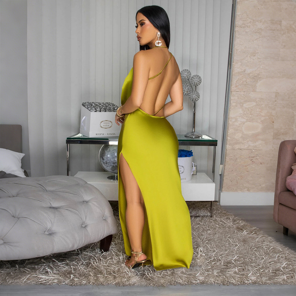 Fashion V-neck dress halter long dress for women