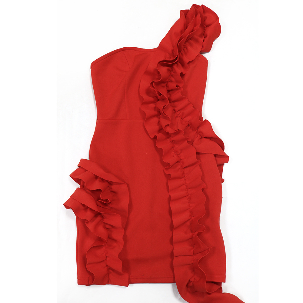 Package hip banquet dress wood ear shoulder T-back