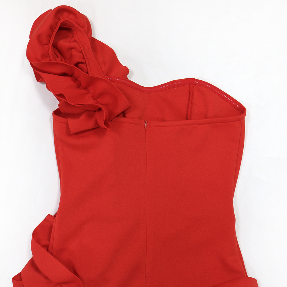 Package hip banquet dress wood ear shoulder T-back