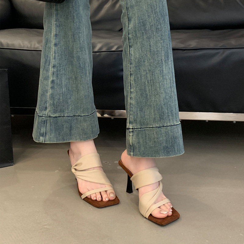 High-heeled wear slippers summer sandals for women