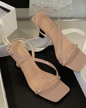 Square head France style high-heeled shoes rome summer sandals