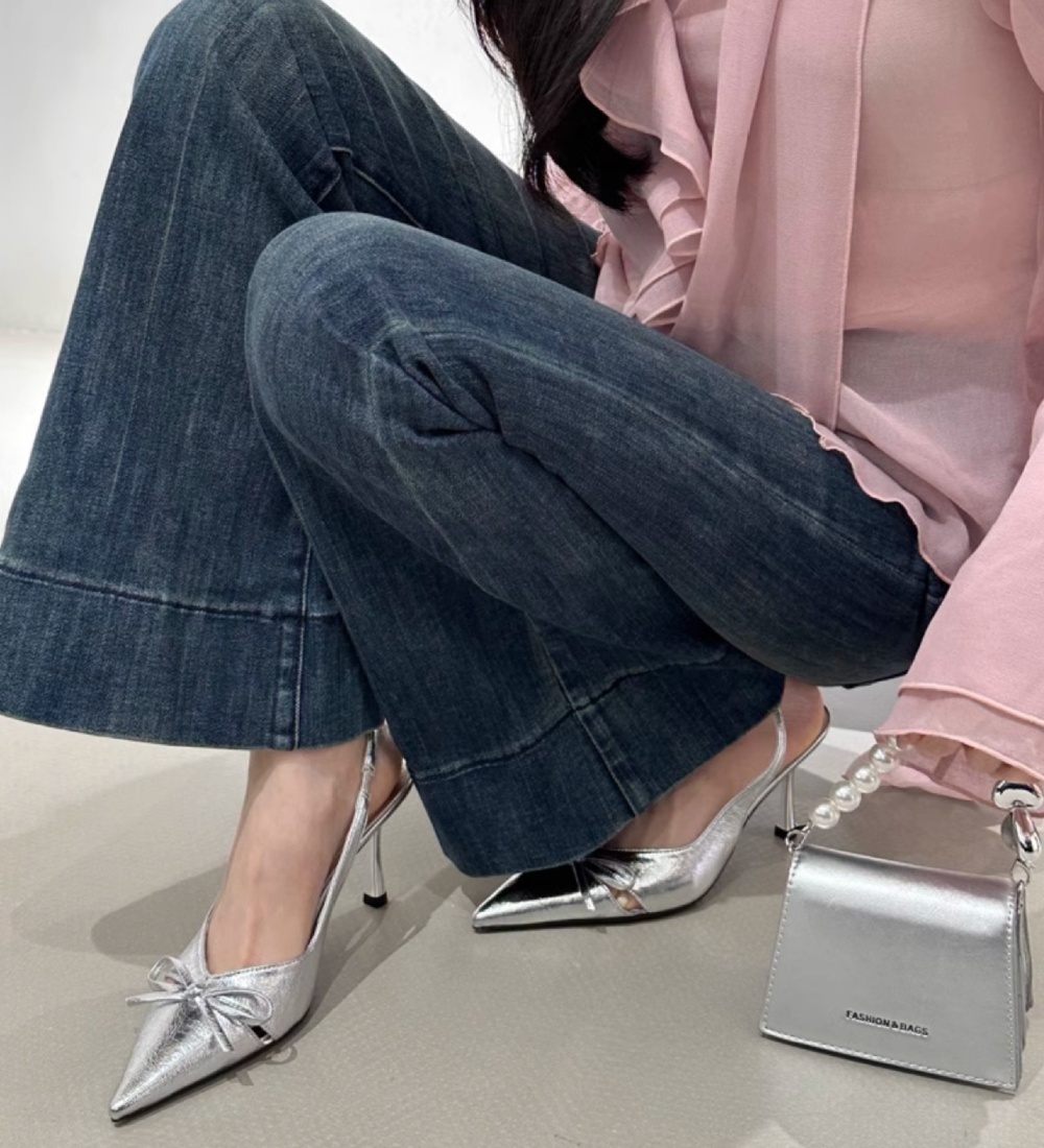 Pointed high-heeled shoes nude color shoes for women