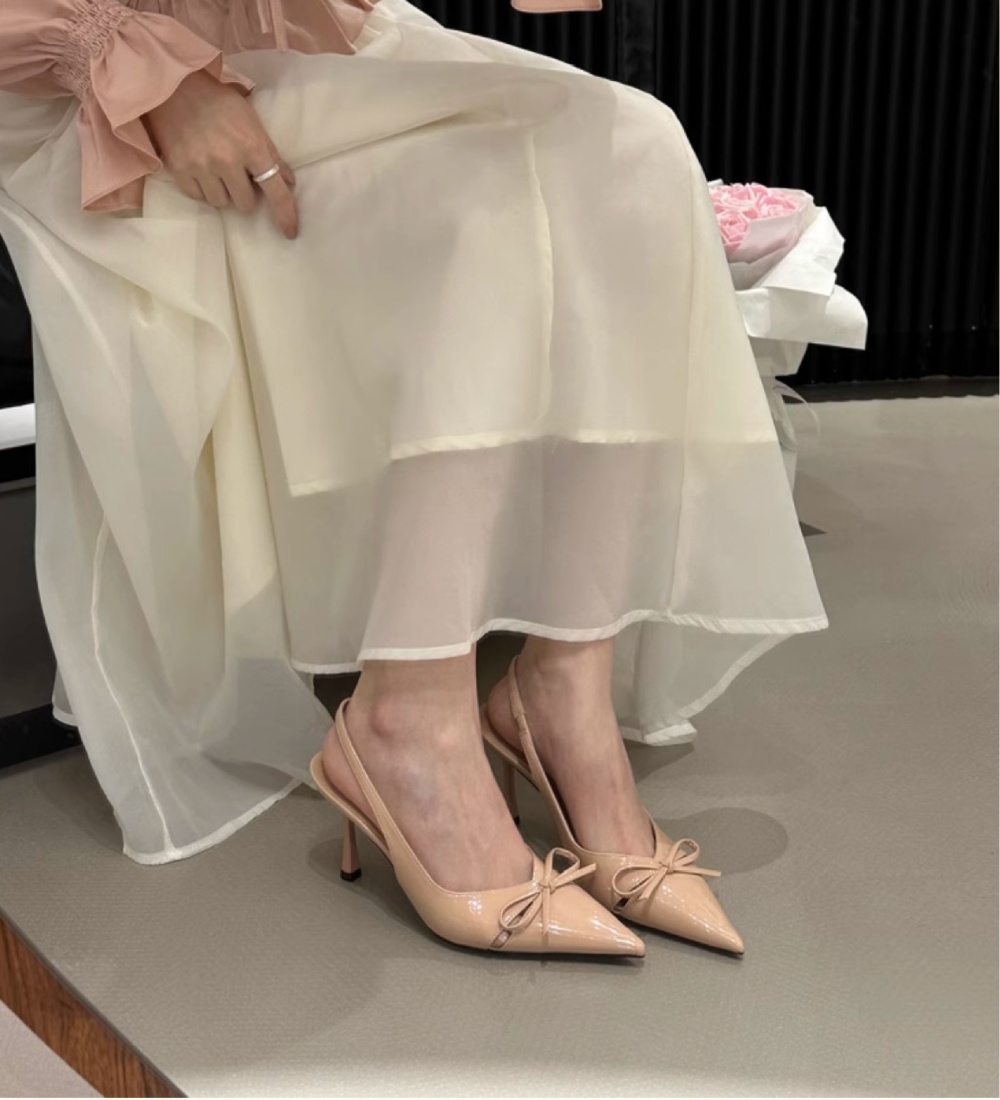 Pointed high-heeled shoes nude color shoes for women
