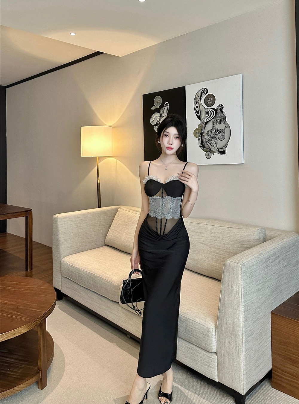 Slim package hip dress sling formal dress