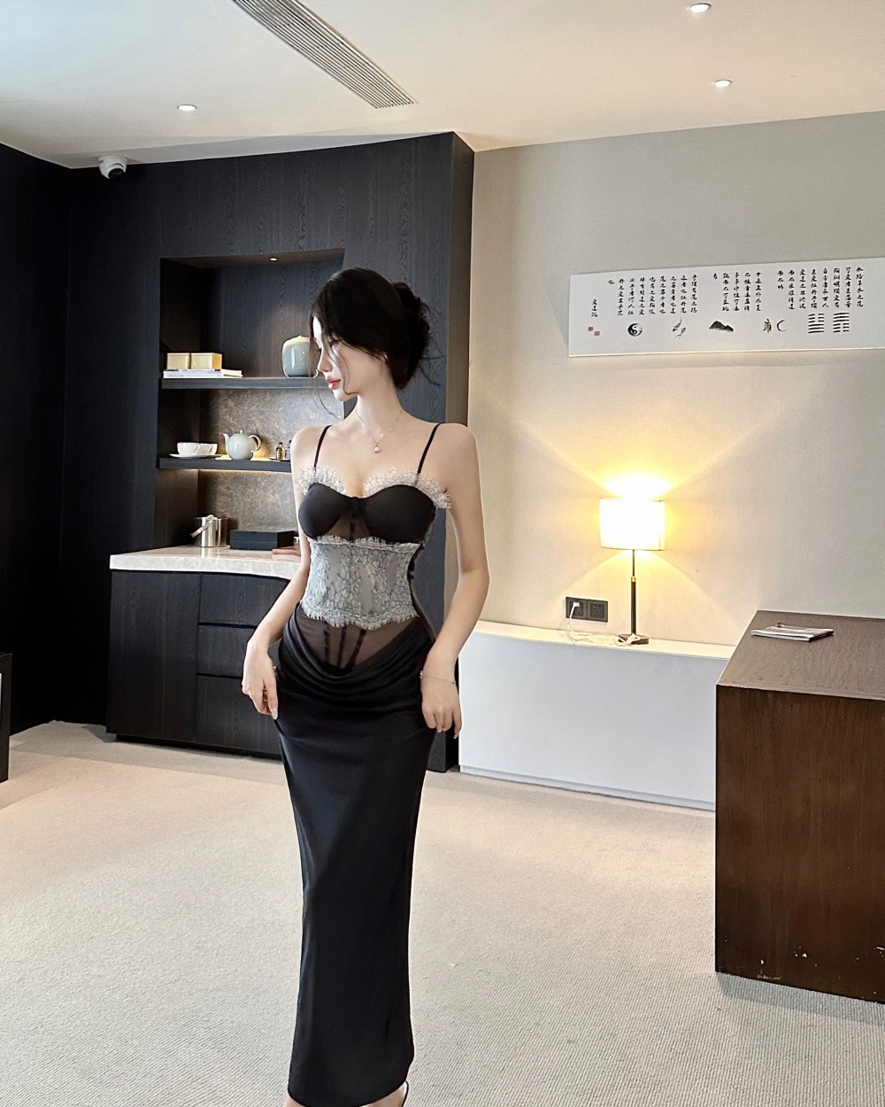 Slim package hip dress sling formal dress