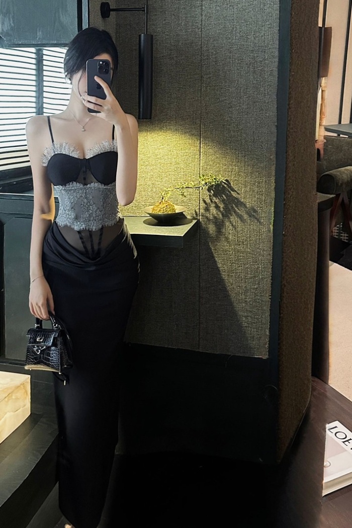 Slim package hip dress sling formal dress