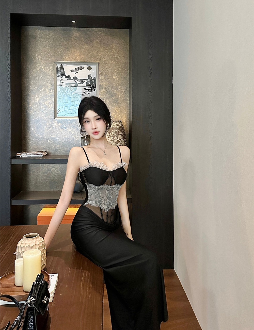 Slim package hip dress sling formal dress