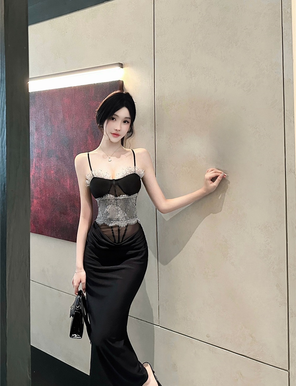 Slim package hip dress sling formal dress