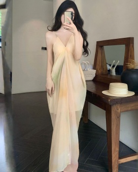 Summer sling dress blooming France style long dress