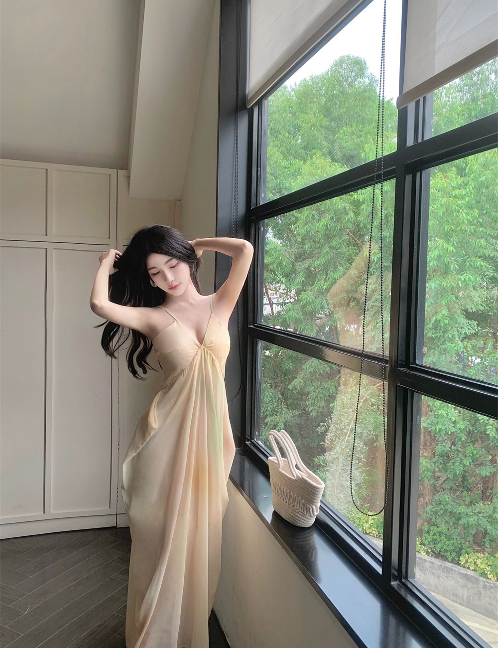 Summer sling dress blooming France style long dress