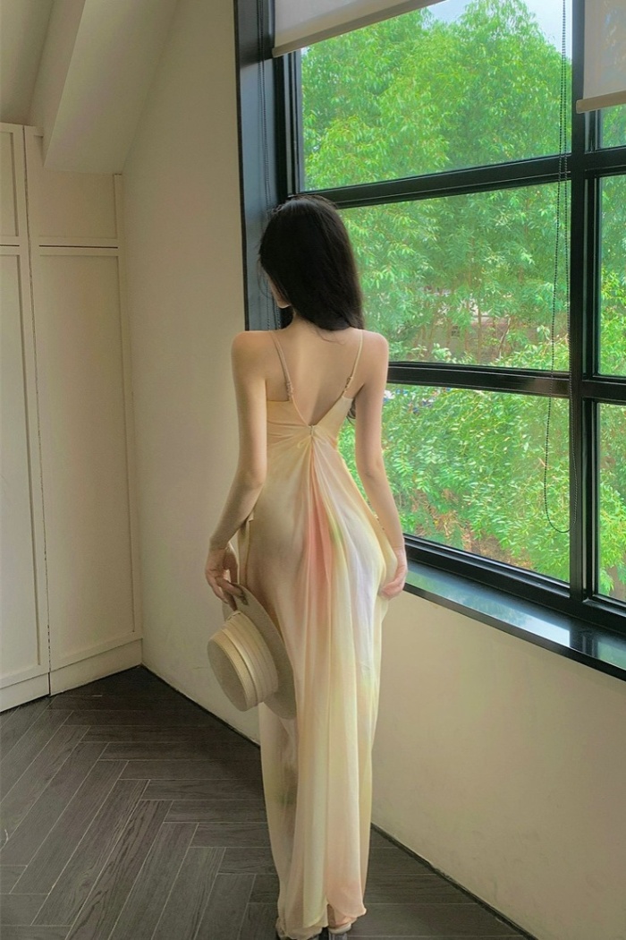 Summer sling dress blooming France style long dress