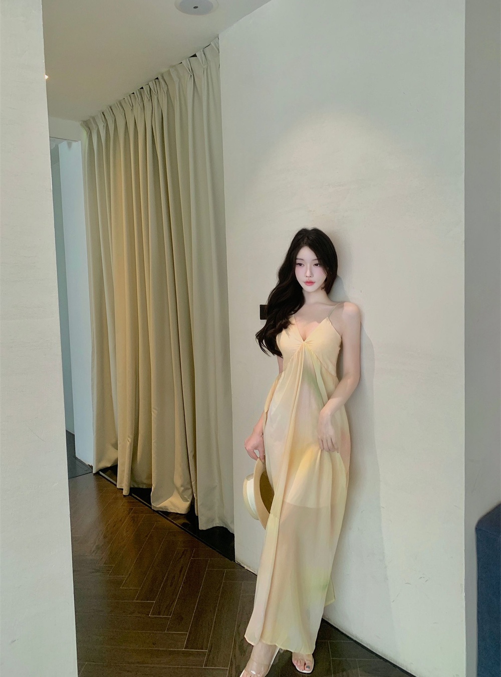 Summer sling dress blooming France style long dress