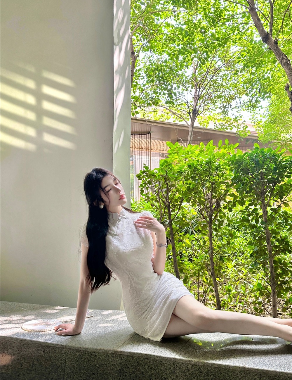 Lace Chinese style cheongsam summer cstand collar dress