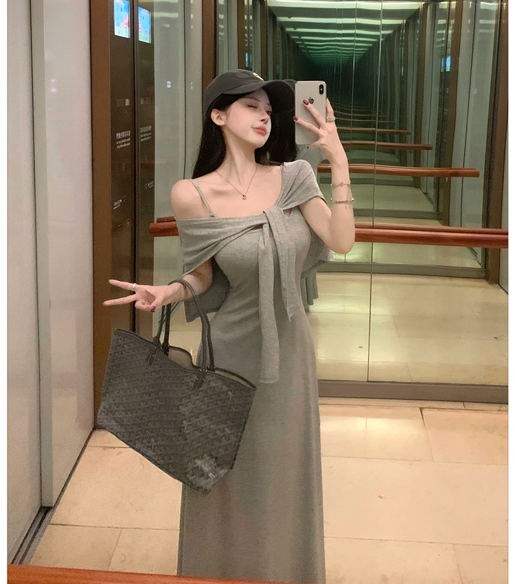 Temperament dress bandage shawl 2pcs set for women