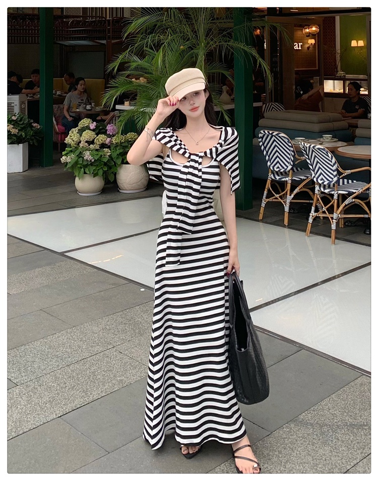 Temperament dress bandage shawl 2pcs set for women
